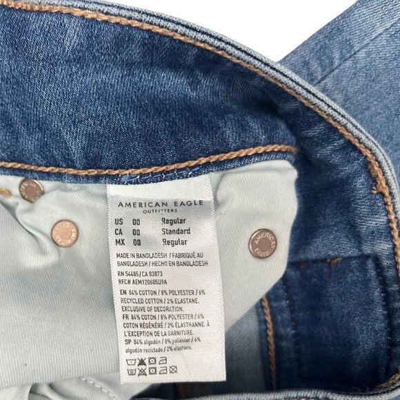 American Eagle Women’s Flare Jeans Blue Denim Stretch Mid Rise Classic Size 00 - Picture 12 of 15